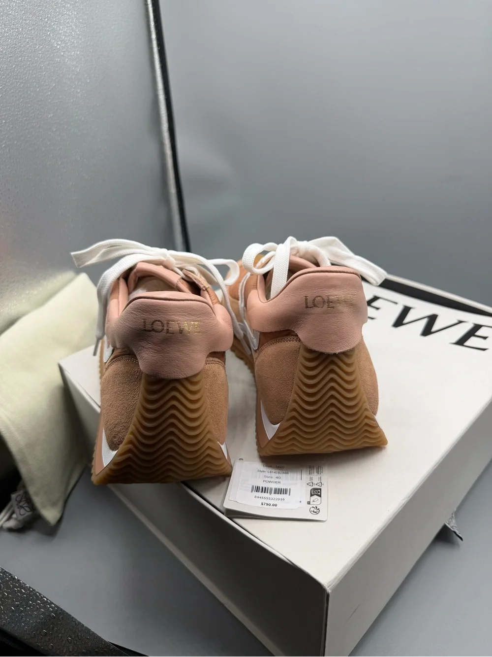 Loewe Peach Pink and White Runner Sneakers